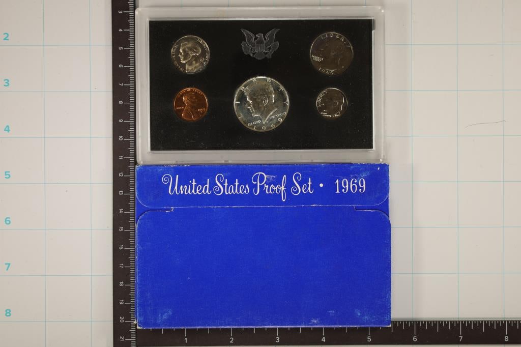 1969 US PROOF SET WITH BOX, 40% SILVER JFK HALF (1 of 2)
