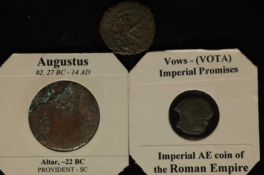 3 ROMAN ANCIENT COINS: VOWS-(VOTA), BYZANTINE (K= (1 of 2)