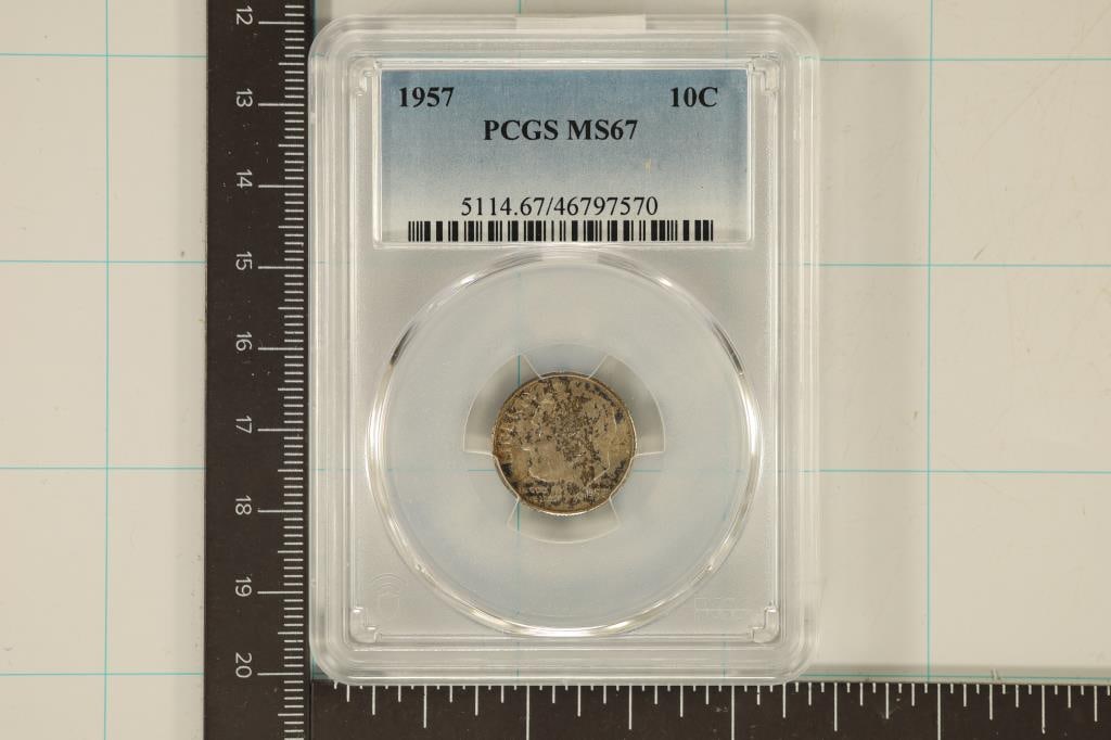 1957 SILVER ROOSEVELT DIME PCGS MS67 (1 of 2)