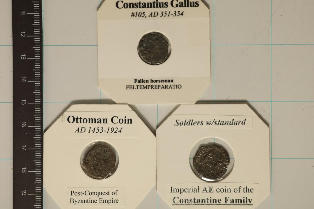 3 ROMAN ANCIENT COINS: 351-354 A.D. CONSTANTIUS (1 of 2)