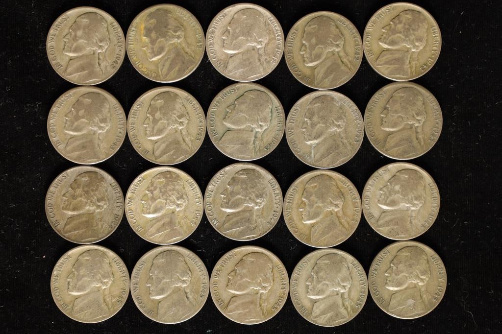 20 ASSORTED 35% SILVER JEFFERSON WAR NICKELS (1 of 2)