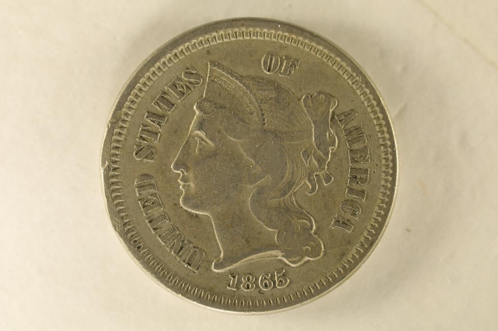 1865 US THREE CENT "NICKEL" (1 of 2)