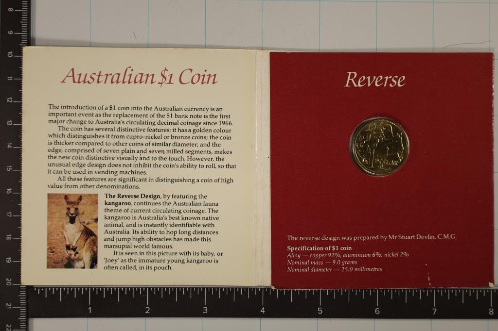 1984 AUSTRALIAN 1 DOLLAR COIN IN ORIGINAL MINT: PACKAGING. UNC.