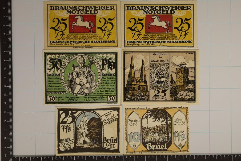 6 GERMAN CU NOTGELDS:2-1923 BRAUNSCHWEIGER 25 (1 of 2)