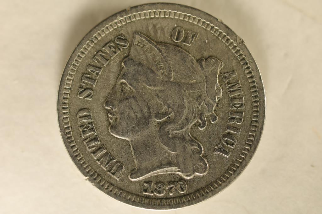 1870 US THREE CENT "NICKEL" (1 of 2)