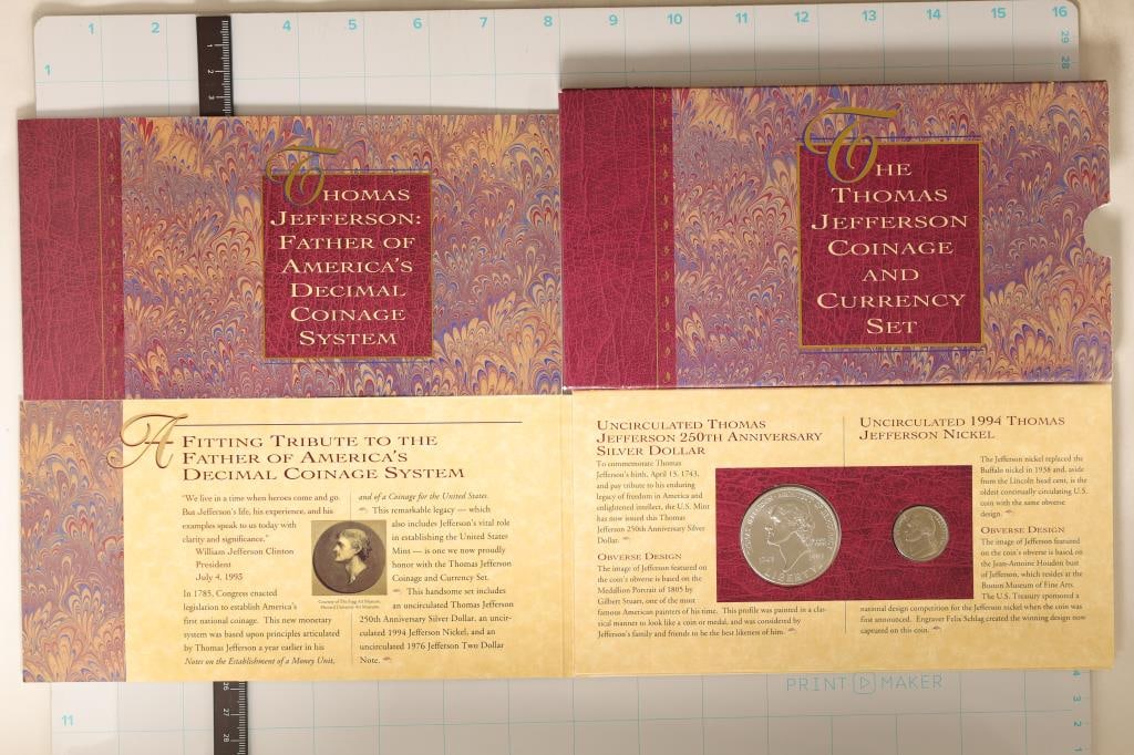 THOMAS JEFFERSON COINAGE & CURRENCY SET (1 of 3)