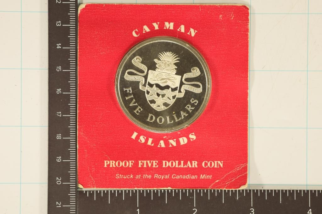 1974 Cayman Islands Silver Proof 5 Dollars. Auction