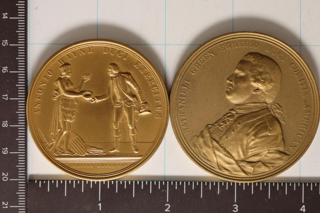 2-2" AMERICAN MILITARY BRONZE ROUNDS: GENERAL: ANTHONY WAYNE AND MAJOR GENERAL NATHANAEL GREENE