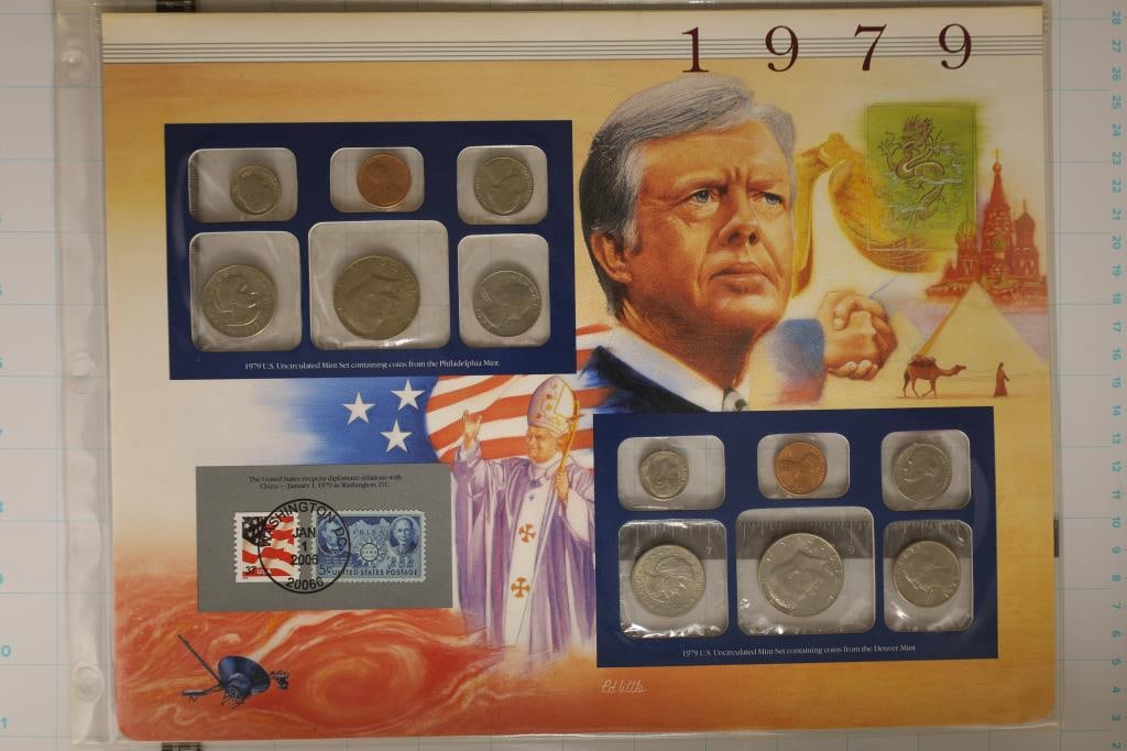 1979 US MINT SET (UNC) P/D ON LARGE INFO CARD (1 of 2)