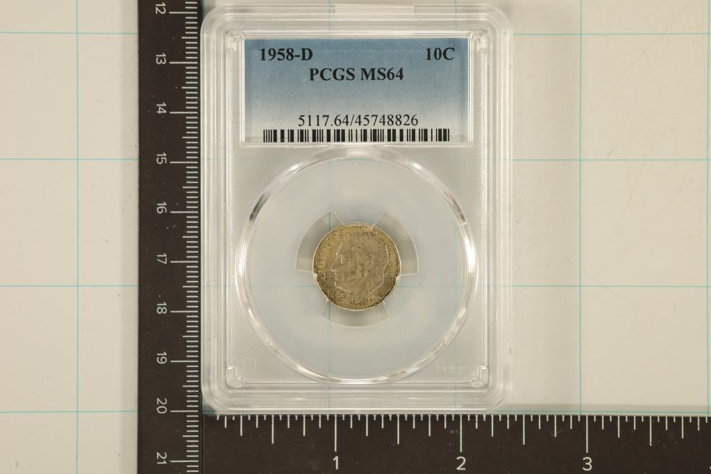 1958-D SILVER ROOSEVELT DIME PCGS MS64 (1 of 2)