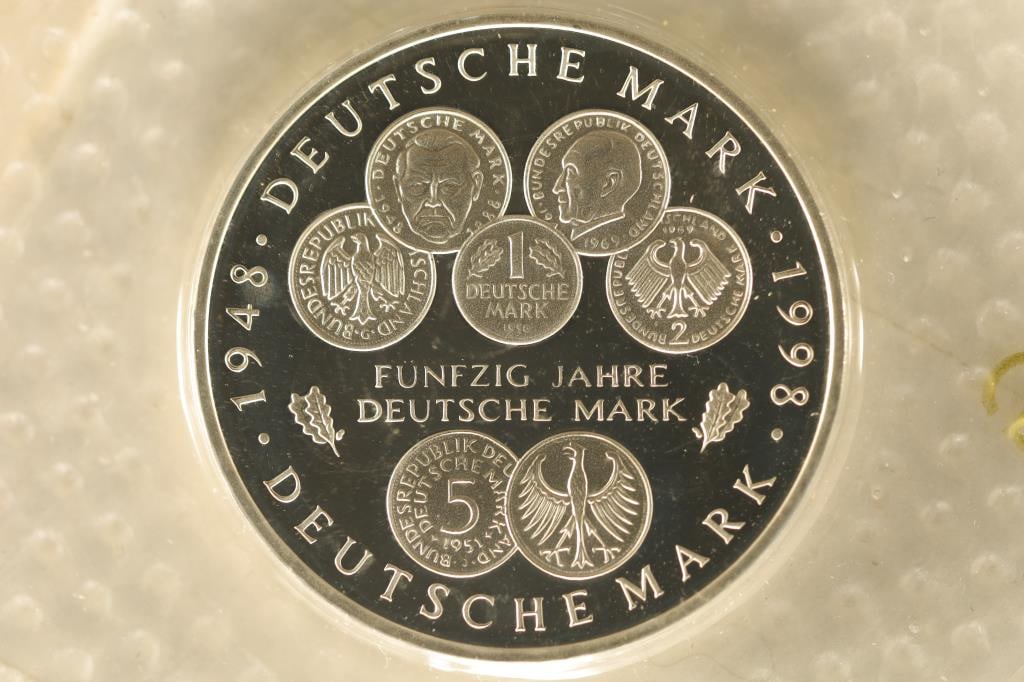 1998-G GERMAN SILVER PF 10 MARK .461 OZ. ASW (1 of 2)