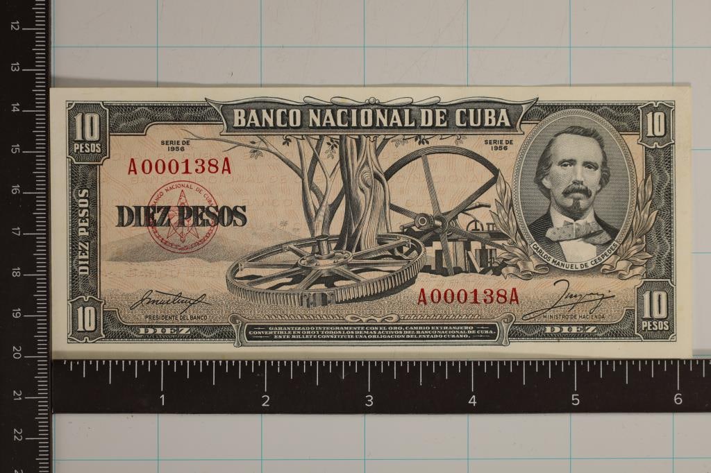 1956 CUBA 10 PESO BILL CRISP UNC: WATCH FOR OUR NEXT AUCTION ON (MONDAY FEB. 12TH, 2024) AT 7PM EASTERN TIME. THANKS FOR YOUR BUSINESS.
