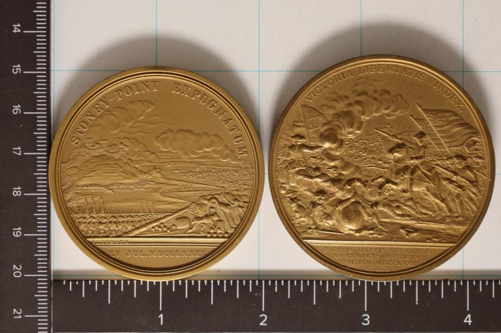 2-BRONZE 2" US MEDALS: GENERAL DANIEL MORGAN: REVOLUTIONARY WAR AND STONEY POINT EXPUGNATUM
