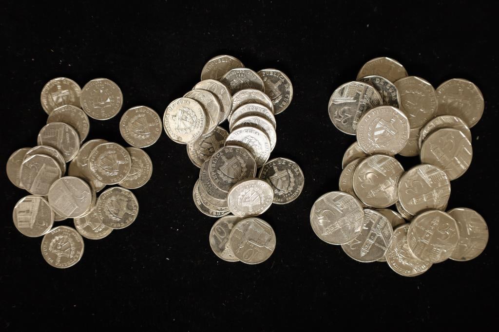 60 ASSORTED BRILLIANT UNC CUBA CENTAVO COINS: (1 of 1)