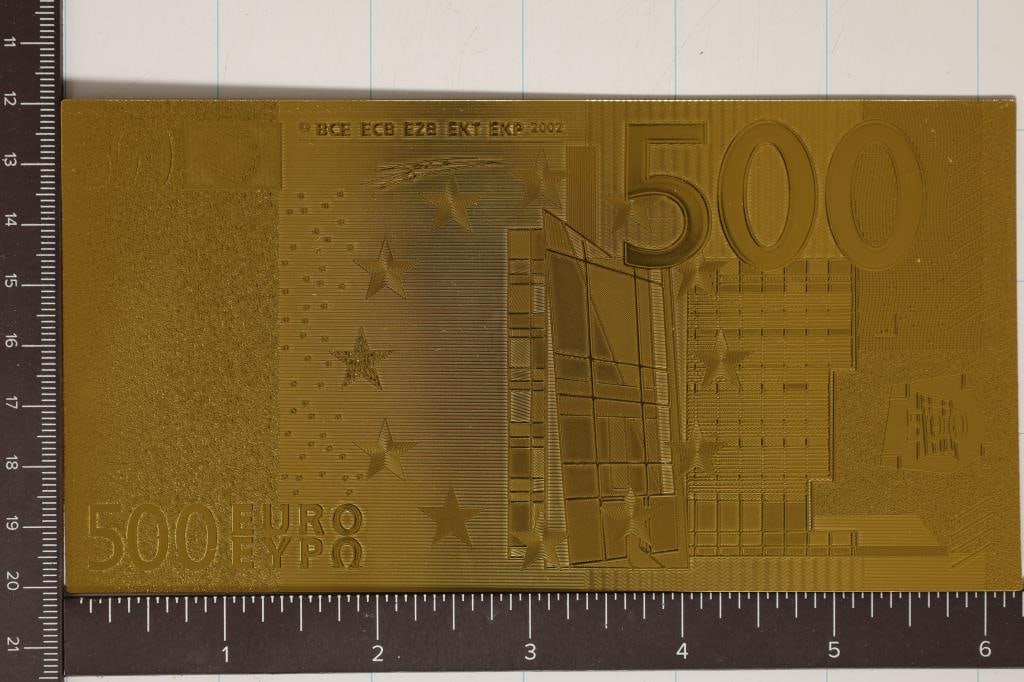 GOLD FOIL 2002 CRISP UNC 500 EURO BILL: WATCH FOR OUR NEXT AUCTION ON (MONDAY FEB. 19TH, 2024) AT 7PM EASTERN TIME. THANKS FOR YOUR BUSINESS.