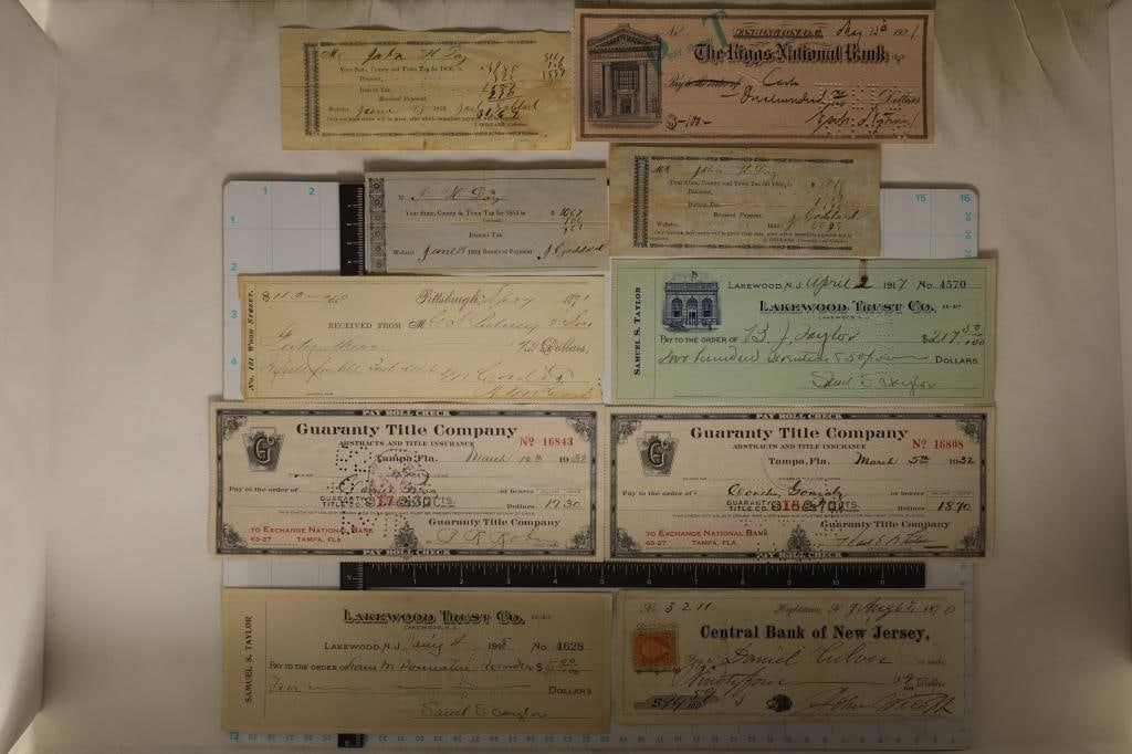 10 VINTAGE CANCELLED CHECKS & TAX PAYMENT (1 of 2)