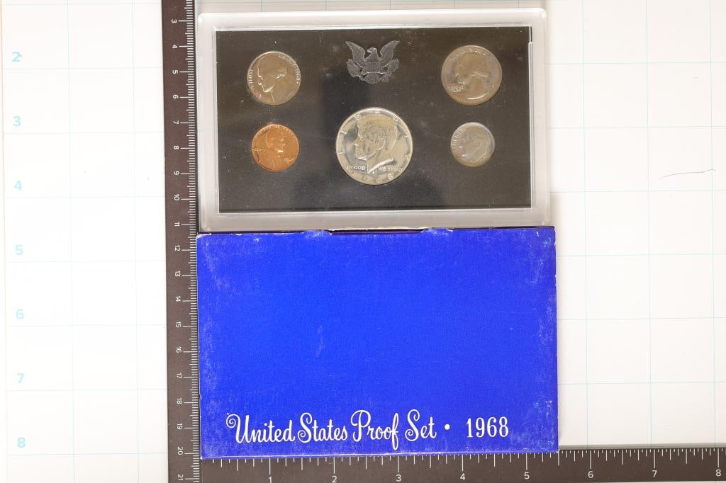 1968 US PROOF SET WITH BOX, 40% SILVER JFK HALF (1 of 2)