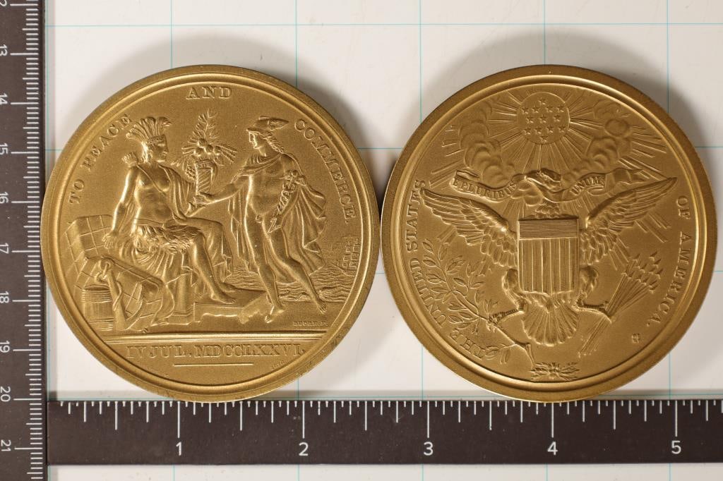 2 US BRONZE MEDALS: 2-GREAT SEAL PEACE & COMMERCE (1 of 2)