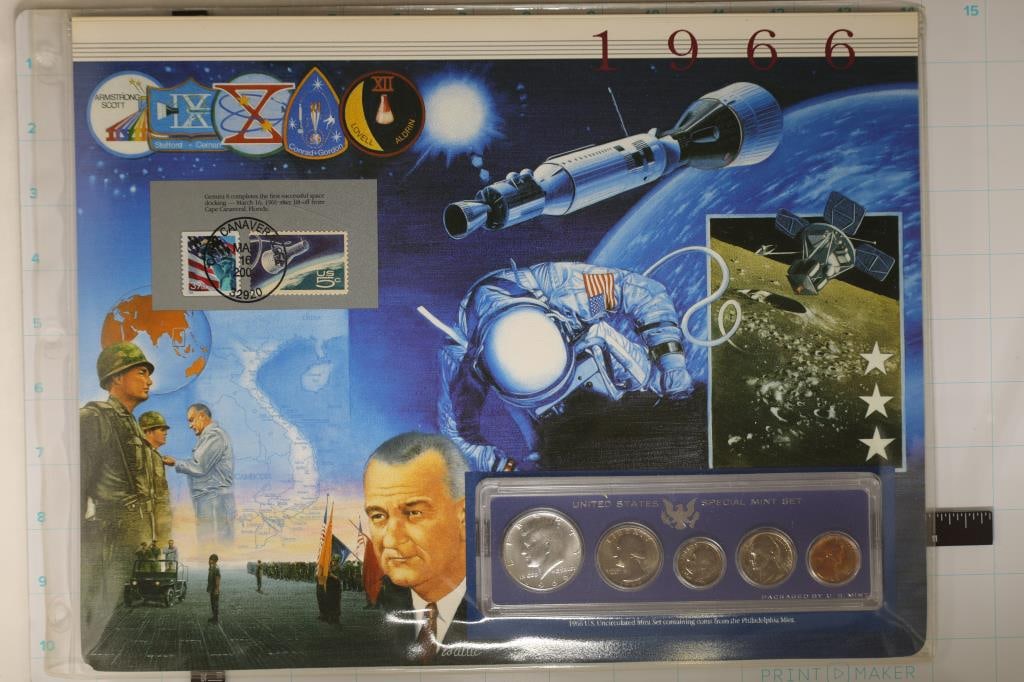1966 US SPECIAL MINT SET ON LARGE INFO CARD. 40% (1 of 2)