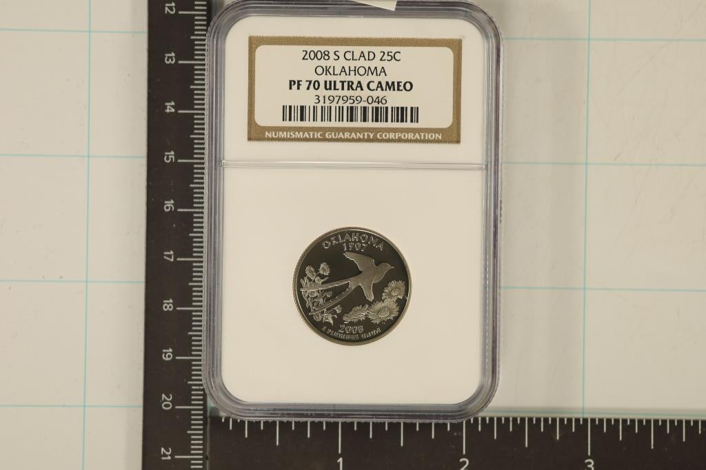 2008-S OKLAHOMA QUARTER NGC PF70 ULTRA CAMEO: WATCH FOR OUR NEXT AUCTION ON (MONDAY MARCH 4TH, 2024) AT 7PM EASTERN TIME. THANKS FOR YOUR BUSINESS.