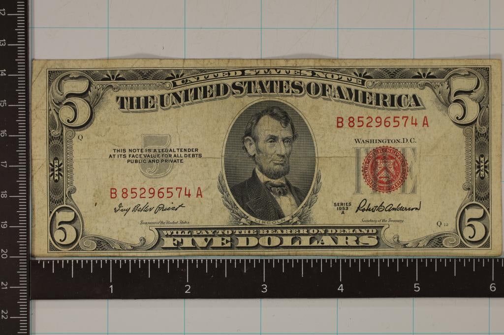 1953-A US $5 RED SEAL NOTE (1 of 2)