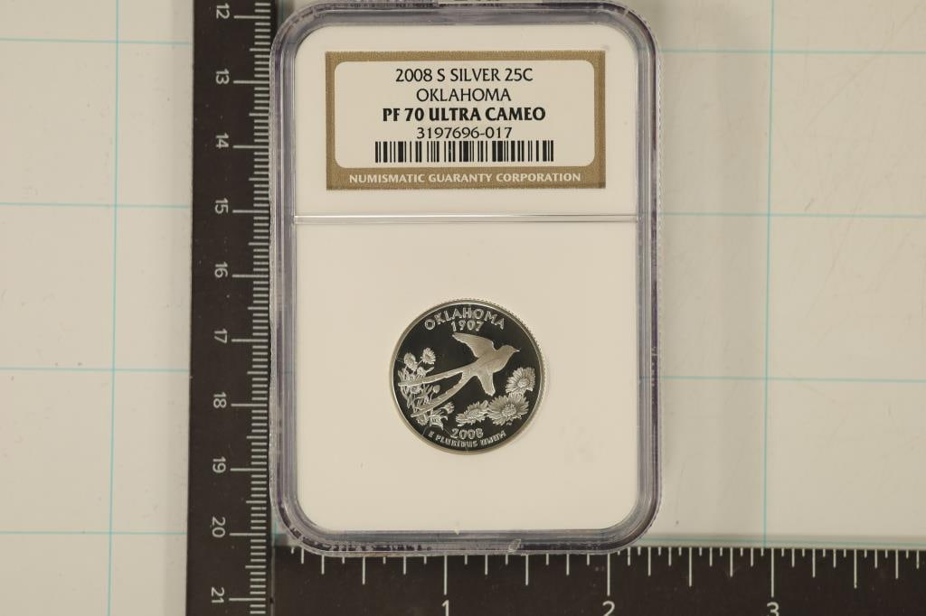 2008-S SILVER OKLAHOMA QUARTER NGC PF70: ULTRA CAMEO