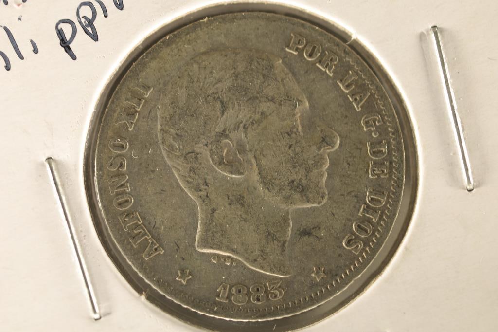 1883 SPANISH PHILIPPINES SILVER 20 CENTIMOS (1 of 2)