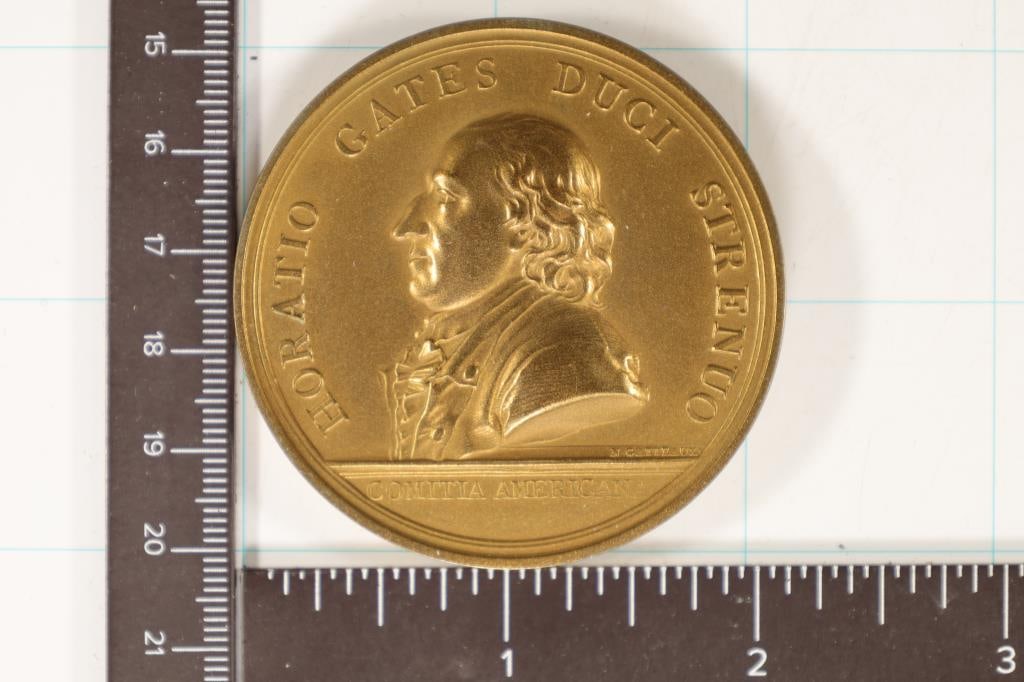 2.9 OZ. BRONZE MEDAL "REVOLUTIONARY WAR GENERAL: HORATIO GATES" JUST OVER 2" IN DIAMETER