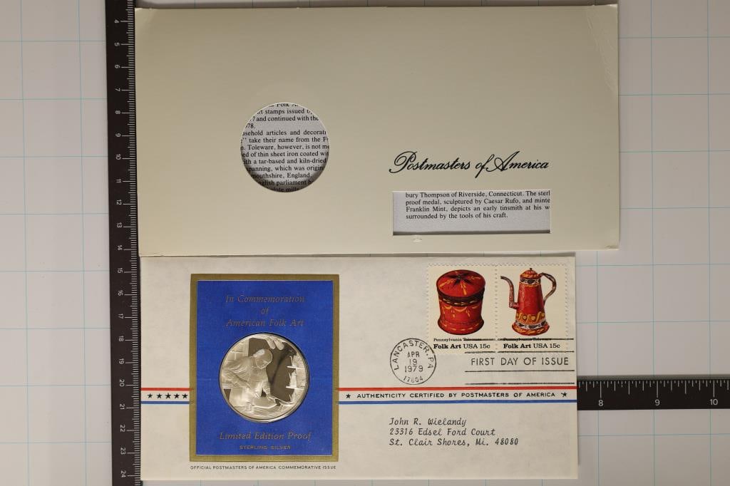 .8 OZ. PF STERLING SILVER ROUND ON FDC IN (1 of 2)