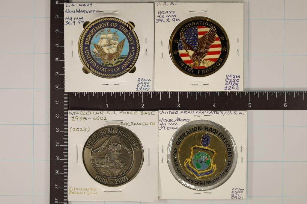 4 U.S. MILITARY 1 3/4" CHALLENGE COINS: KIRKUK AIR (1 of 2)
