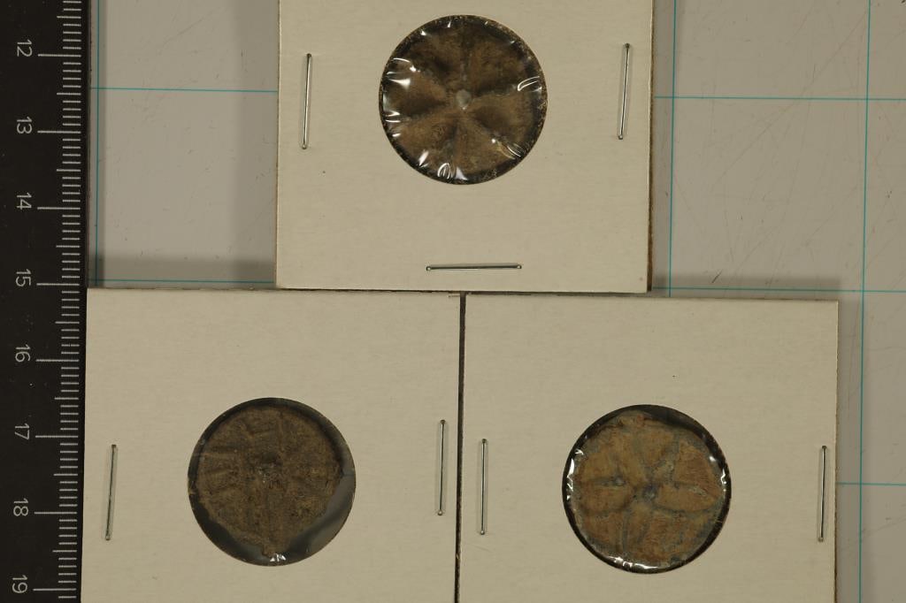 3-ANCIENT TO MEDIEVAL CLAY & LEAD MOLDED COIN SIZE: SEAL IMPRESSIONS, USED IN ANCIENT TIMES AS A FORM OF SIGNATURE