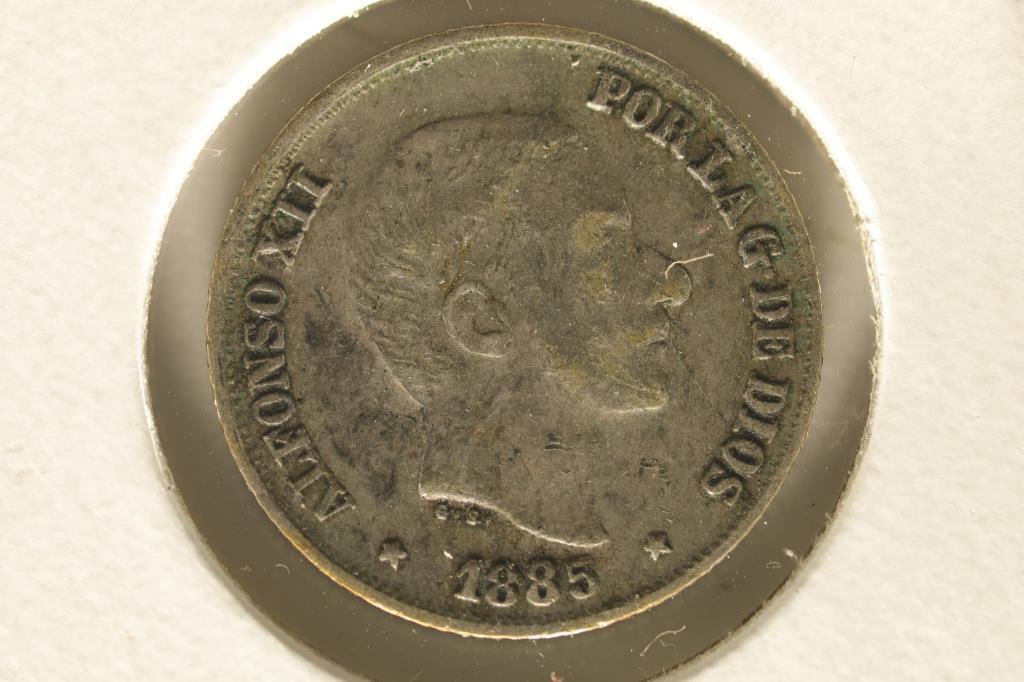 1885 SPAIN SILVER 10 CENTIMOS .0697 OZ. ASW (1 of 2)