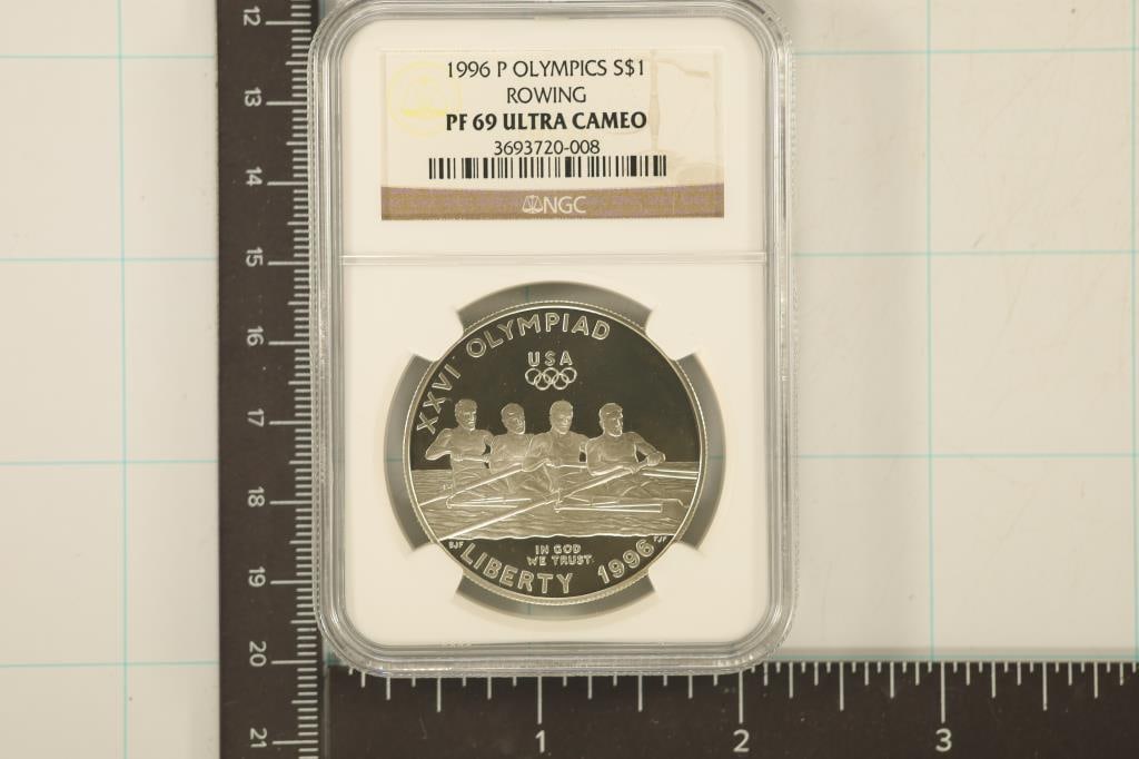 1996-P US SILVER DOLLAR OLYMPICS "ROWING" NGC PF69 (1 of 2)
