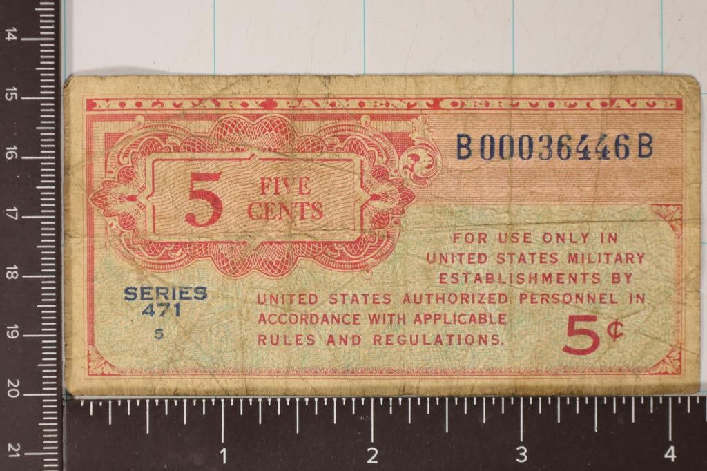 SERIES 471 US 5 CENT MILITARY PAYMENT CERTIFICATE (1 of 2)