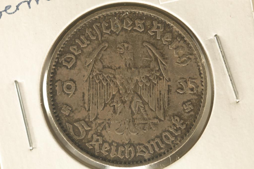 1935-D GERMAN SILVER 5 MARK .4016 OZ. ASW (1 of 2)