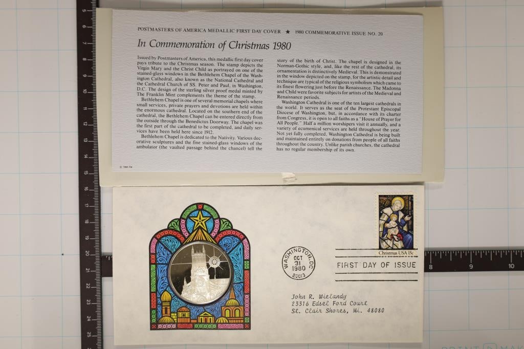 .8 OZ. PF STERLING SILVER ROUND IN FDC 1980 (1 of 2)