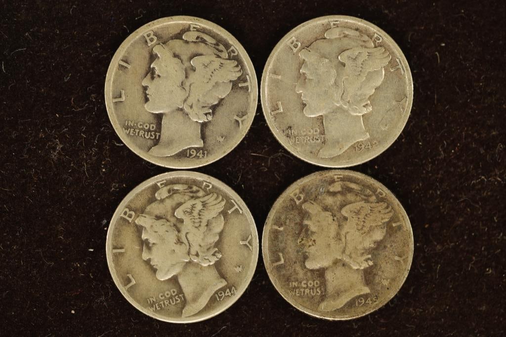 1941-D, 1942, 44 & 45 SILVER MERCURY DIMES (1 of 2)