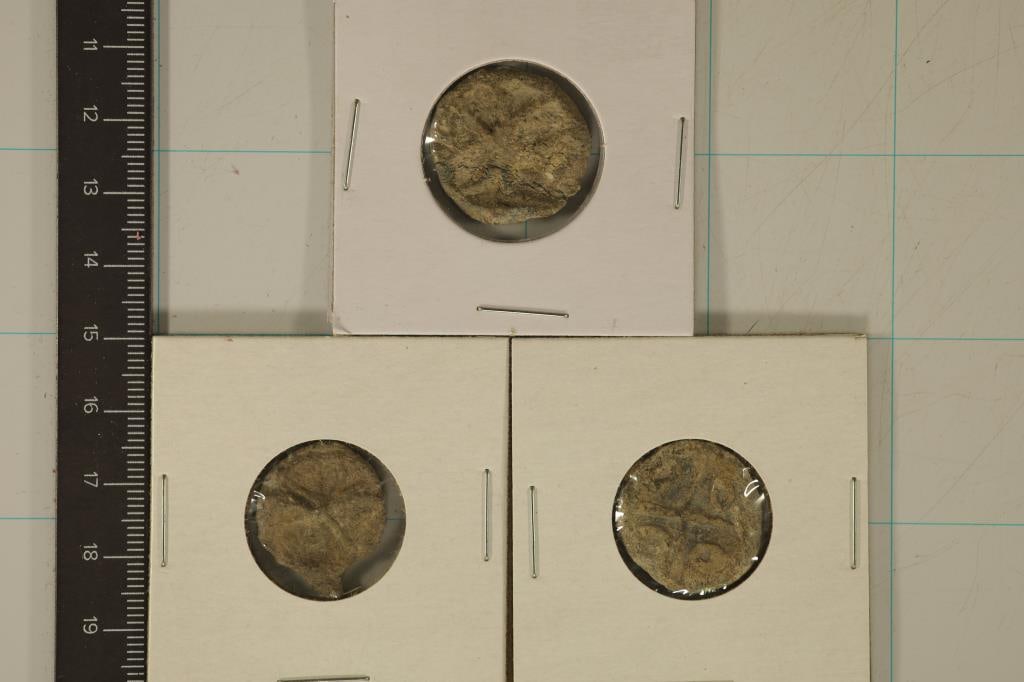 3-ANCIENT TO MEDIEVAL CLAY & LEAD MOLDED COIN SIZE: SEAL IMPRESSION, USED IN ANCIENT TIMES AS A FORM OF SIGNATURE