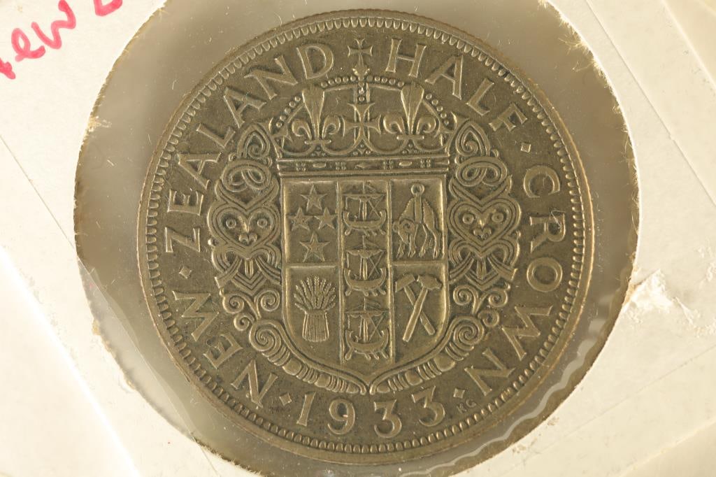 1933 NEW ZEALAND SILVER HALF CROWN .2258 OZ. ASW (1 of 2)