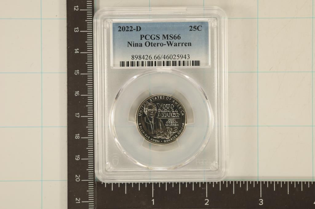 2022-D NINA OTER-WARREN QUARTER PCGS MS66: WATCH FOR OUR NEXT AUCTION ON (MONDAY MARCH 25TH, 2024) AT 7PM EASTERN TIME. THANKS FOR YOUR BUSINESS.