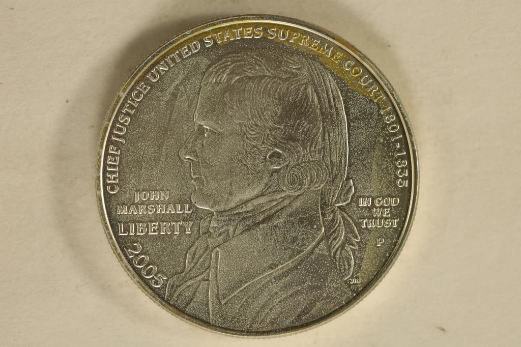 2005-P US UNC SILVER DOLLAR "JOHN MARSHALL" IN: HARD PLASTIC CAPSULE