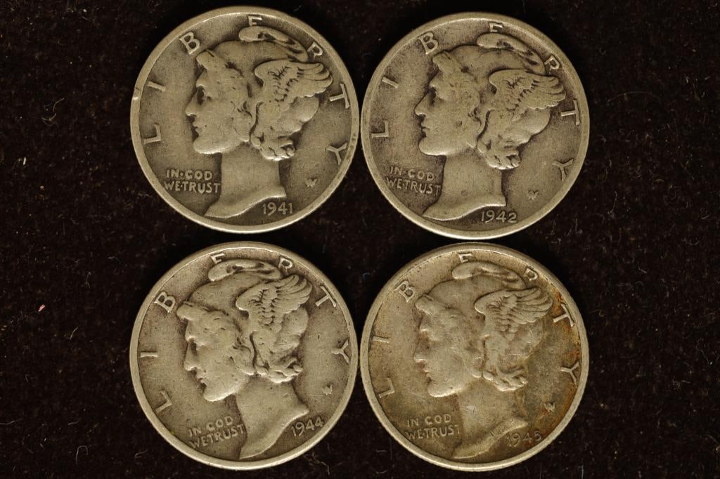 1941, 1942, 1944 & 1945 SILVER MERCURY DIMES (1 of 2)
