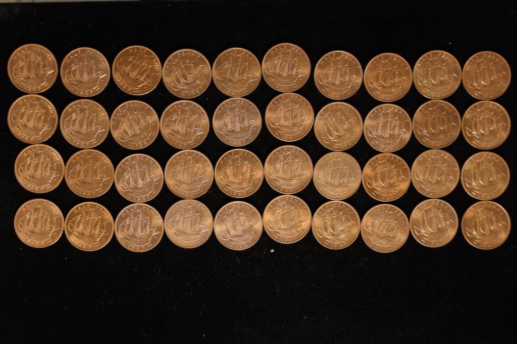 40-1967 GREAT BRITAIN BRILLIANT UNC HALF PENNIES: WATCH FOR OUR NEXT AUCTION ON (MONDAY APRIL 1ST, 2024) AT 7PM EASTERN TIME. THANKS FOR YOUR BUSINESS.