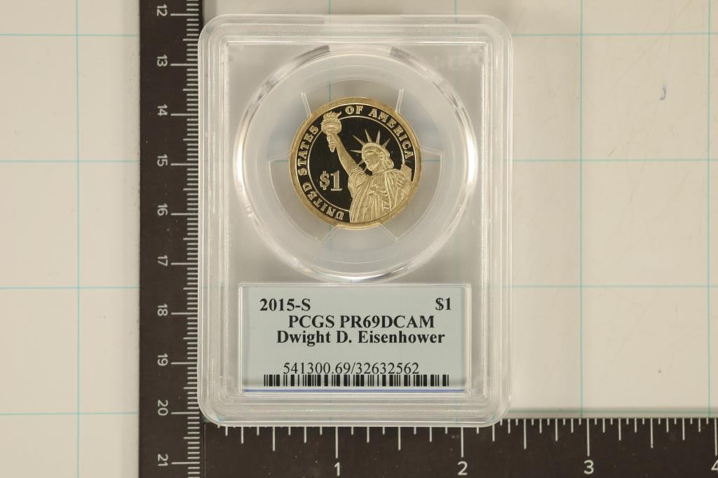 2015-S PRESIDENTIAL DOLLAR PCGS PR69 DCAM: DWIGHT D. EISENHOWER