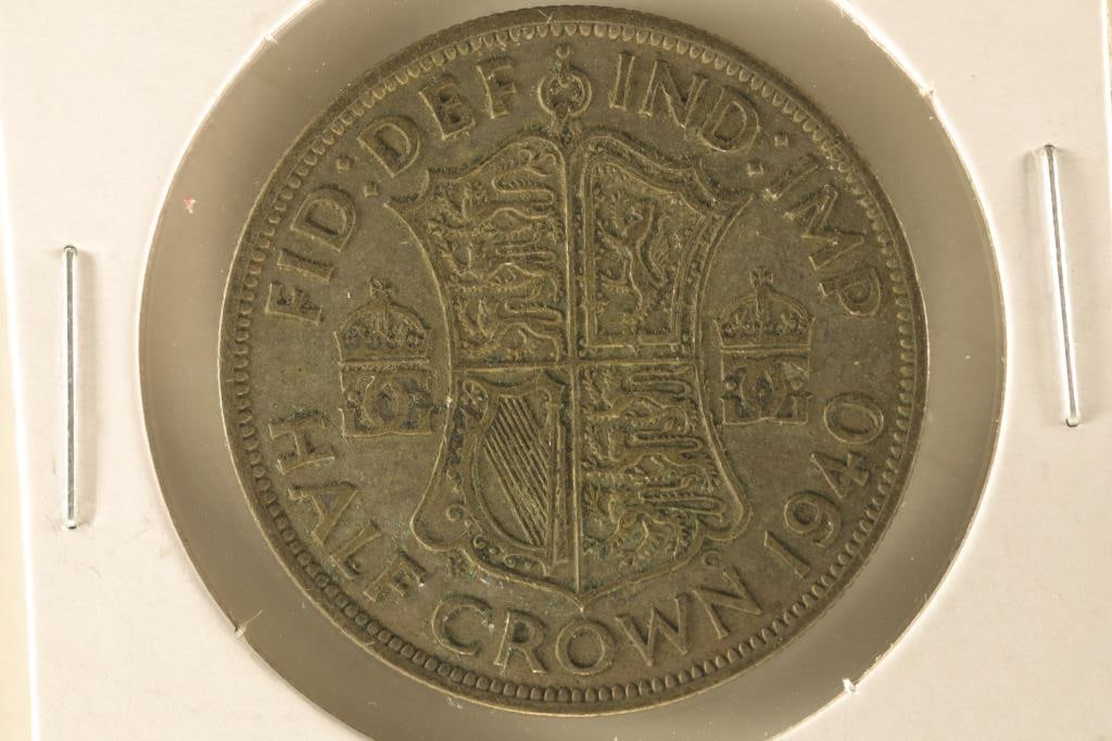 1940 GREAT BRITAIN SILVER HALF CROWN .2273 OZ. ASW: WATCH FOR OUR NEXT AUCTION ON (MONDAY APRIL 8TH, 2024) AT 7PM EASTERN TIME. THANKS FOR YOUR BUSINESS.