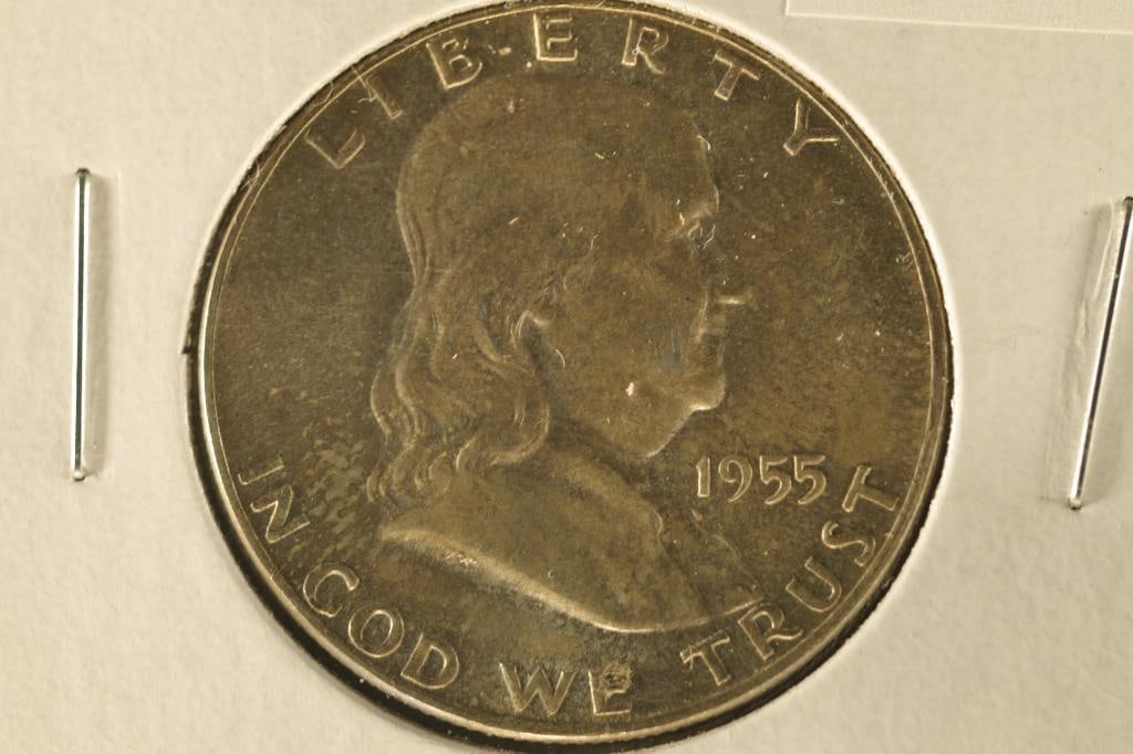 1955 SILVER FRANKLIN HALF DOLLAR. BRILLIANT UNC (1 of 2)