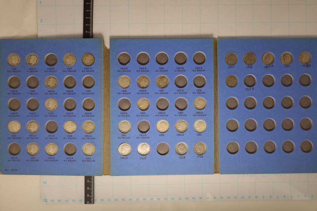 32 ROOSEVELT DIMES IN WHITMAN ALBUM: 24 SILVER (1 of 6)