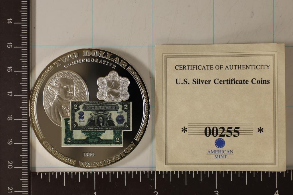 SILVER PLATED 2010 $2 BANK NOTE GEORGE WASHINGTON (1 of 3)