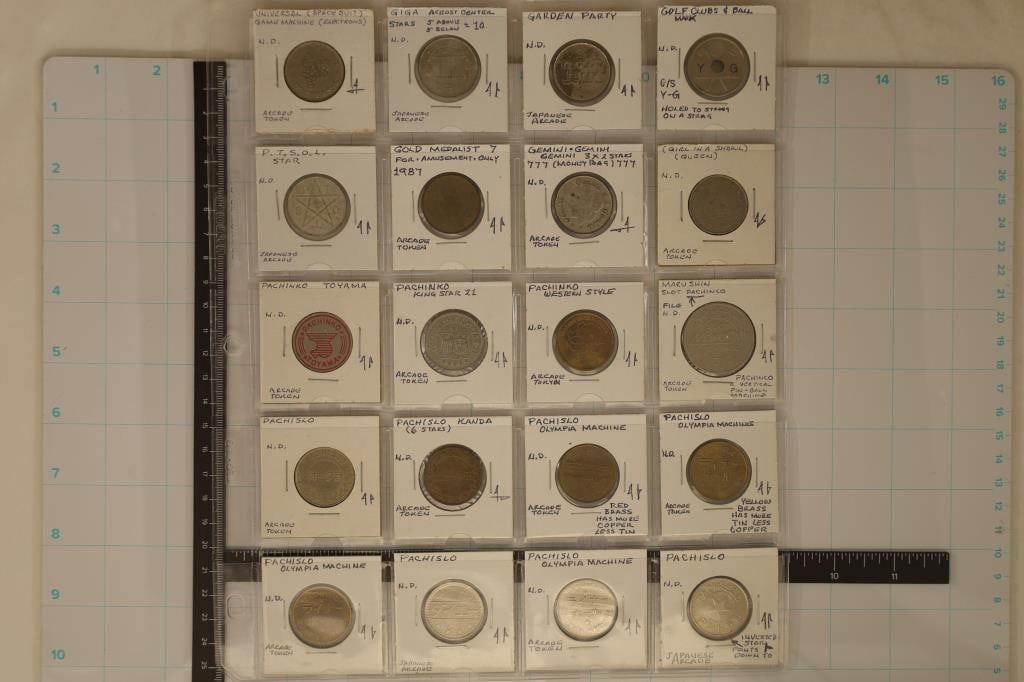 20 ASSORTED JAPANESE METAL GAMING TOKENS (1 of 6)