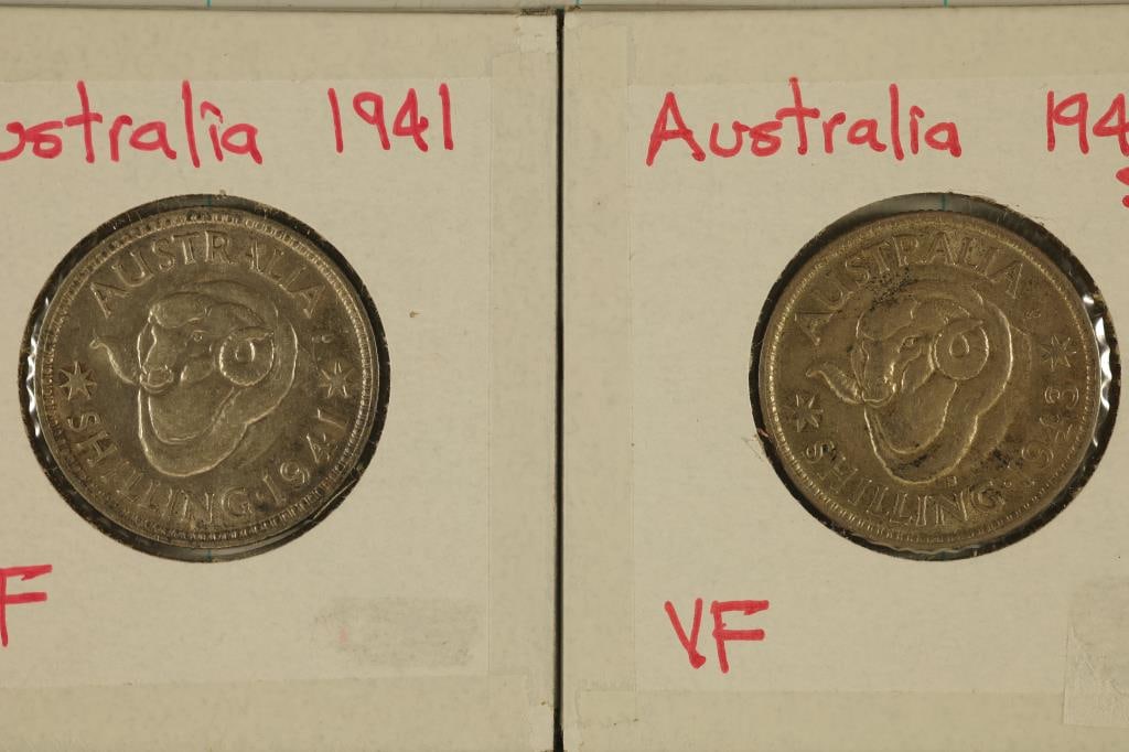 1941 & 1943-S SILVER AUSTRALIA 1 SHILLING .3338 (1 of 2)